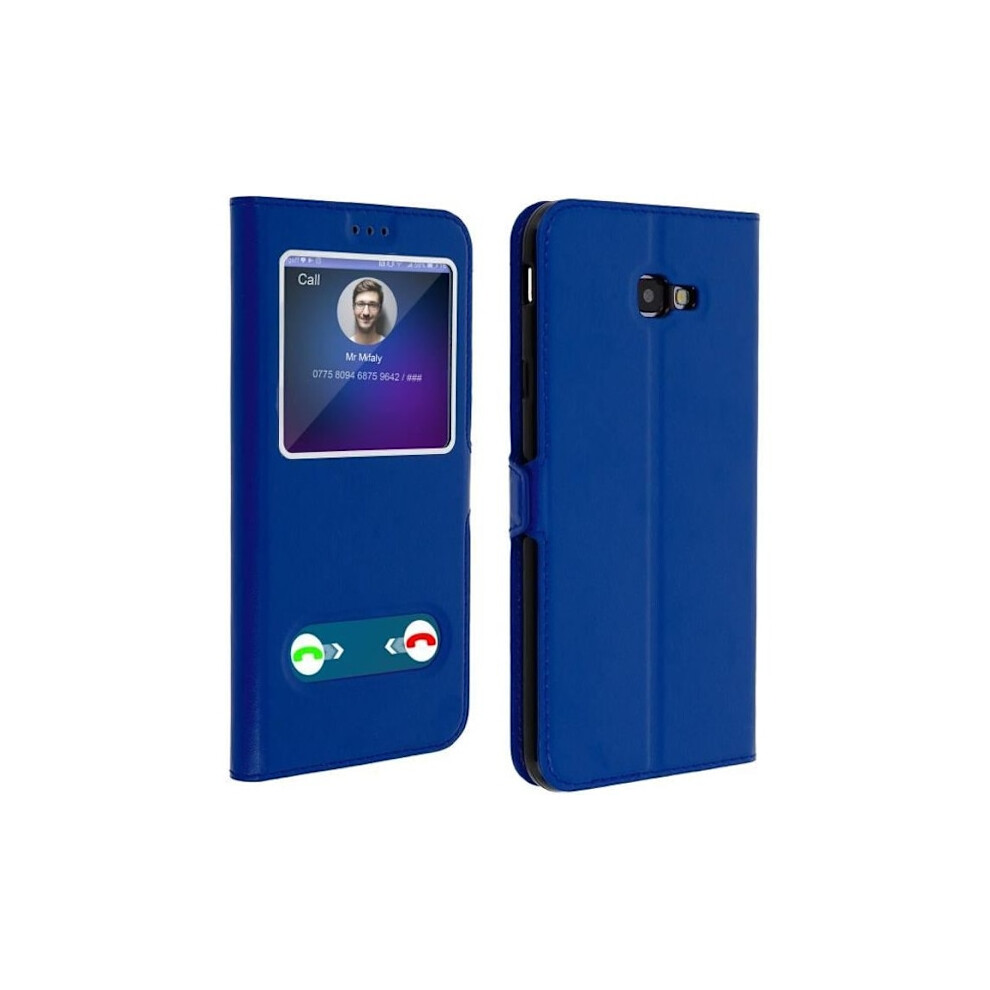 Folio Case - Avizar - Compatible With Samsung Galaxy J4 Plus - Double Window - Support Function - Blue 9773935698215