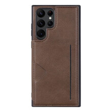 Kompatybilny z Samsung Galaxy S23Ultra - etui z uchwytem na kartę (Hanman) brązowe