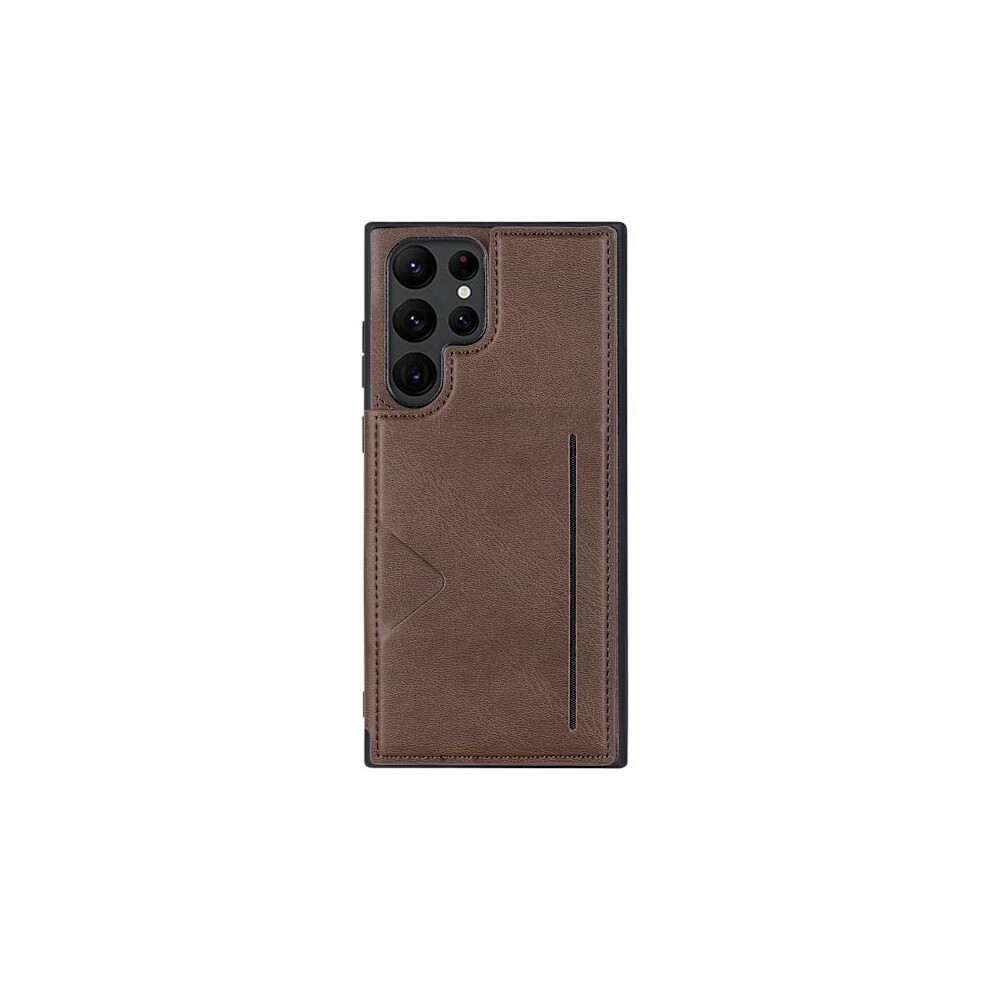 Compatible With Samsung Galaxy S23 Ultra - Case With Card Holder (Hanman) Brown 9773935697928