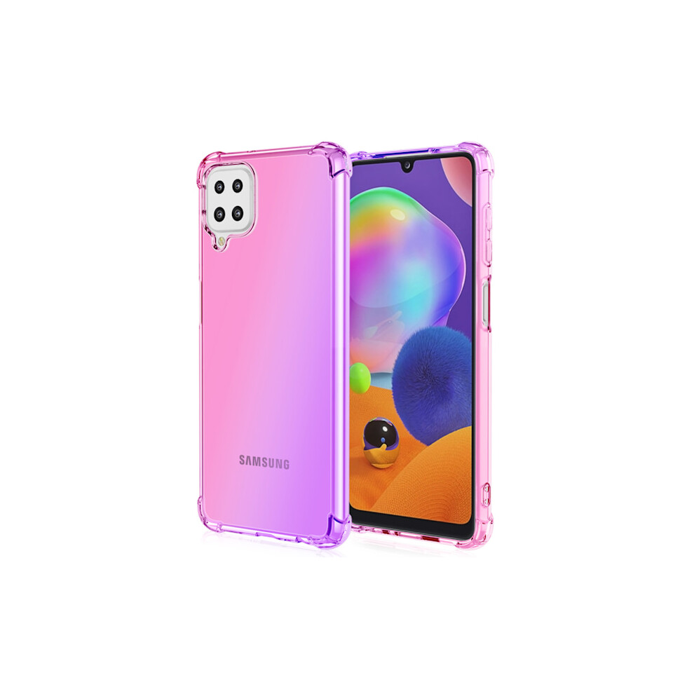 Compatible With Samsung Galaxy A22 4G - Shockproof Stylish Silicone Case Pink/Purple 9773935697911