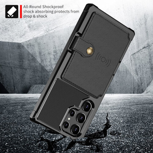 Capa com vários slots compatível com Samsung Galaxy S22 Ultra, preta. 2