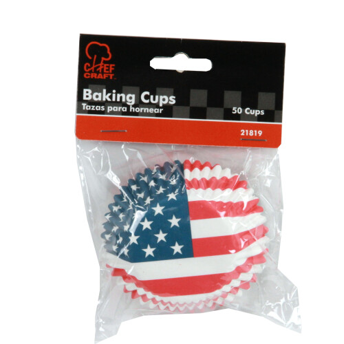 Chef Craft Paper Patterned Cupcake Liners, 50 Count, Red/White/Blue 1