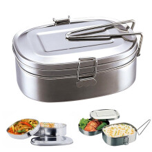 Boîte à lunch Bento double couche Hariumiu Kitchen Classic, en acier inoxydable, idéale pour les écoliers, les étudiants et les adultes actifs.