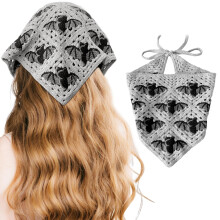 Gothic Bat Bandana Crochet Triangle Headscarf with Adjustable Tie Straps for Halloween Witch Costume
