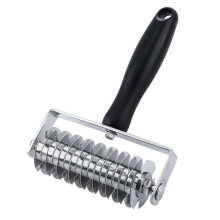 Stainless Steel Pizza Cutter Wheel with Precision Perforated Blade and Ergonomic Black Handle