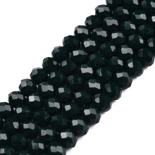 10 Stränge undurchsichtiger, einfarbiger Glasperlen, facettiert, Rondelle, Dunkelgrün, 2,9–3,3 x 2 mm, Loch: 0,8 mm, 145–150 Stück/Strang,
