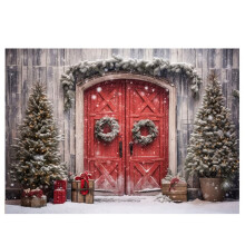 210 cm x 150 cm Weihnachtshintergrundstoff, Weihnachtstürdekoration, Fotostudio-Hintergründe für Kinderfotografie, C