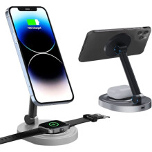 Magnetisk trådløs opladningsstander til Magsafe-oplader, foldbar 15w hurtig trådløs opladningsstation kompatibel med iPhone 14/13/12