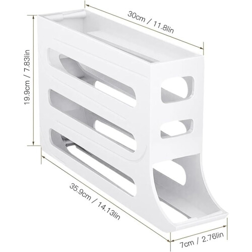 Egg Holder for Fridge,4Tiers Auto Rolling Egg Dispenser for Refrigerator,Space-Saving Egg Rack,30Eggs Organizer (Grey) 1