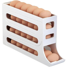 Soporte para huevos para refrigerador, dispensador automático de huevos de 4 niveles para refrigerador, estante para huevos que ahorra espacio,