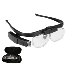 Auriculares con lupa CACAGOO4.5X con luz LED, lupa de joyería montada en la cabeza con múltiples lentes y 2 luces para manualidades, reparación de