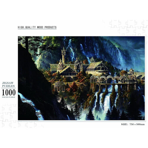 Ξύλινο παζλ Tranquil Series Waterfall City - Παζλ ενηλίκων 1000 τεμαχίων, δώρο αποφοίτησης ή 1