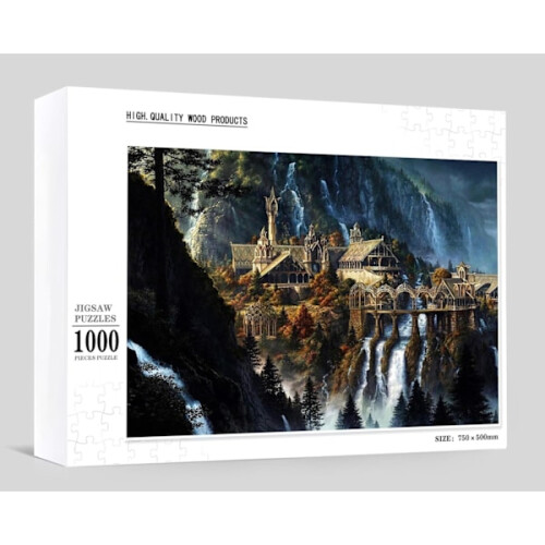 Ξύλινο παζλ Tranquil Series Waterfall City - Παζλ ενηλίκων 1000 τεμαχίων, δώρο αποφοίτησης ή 2