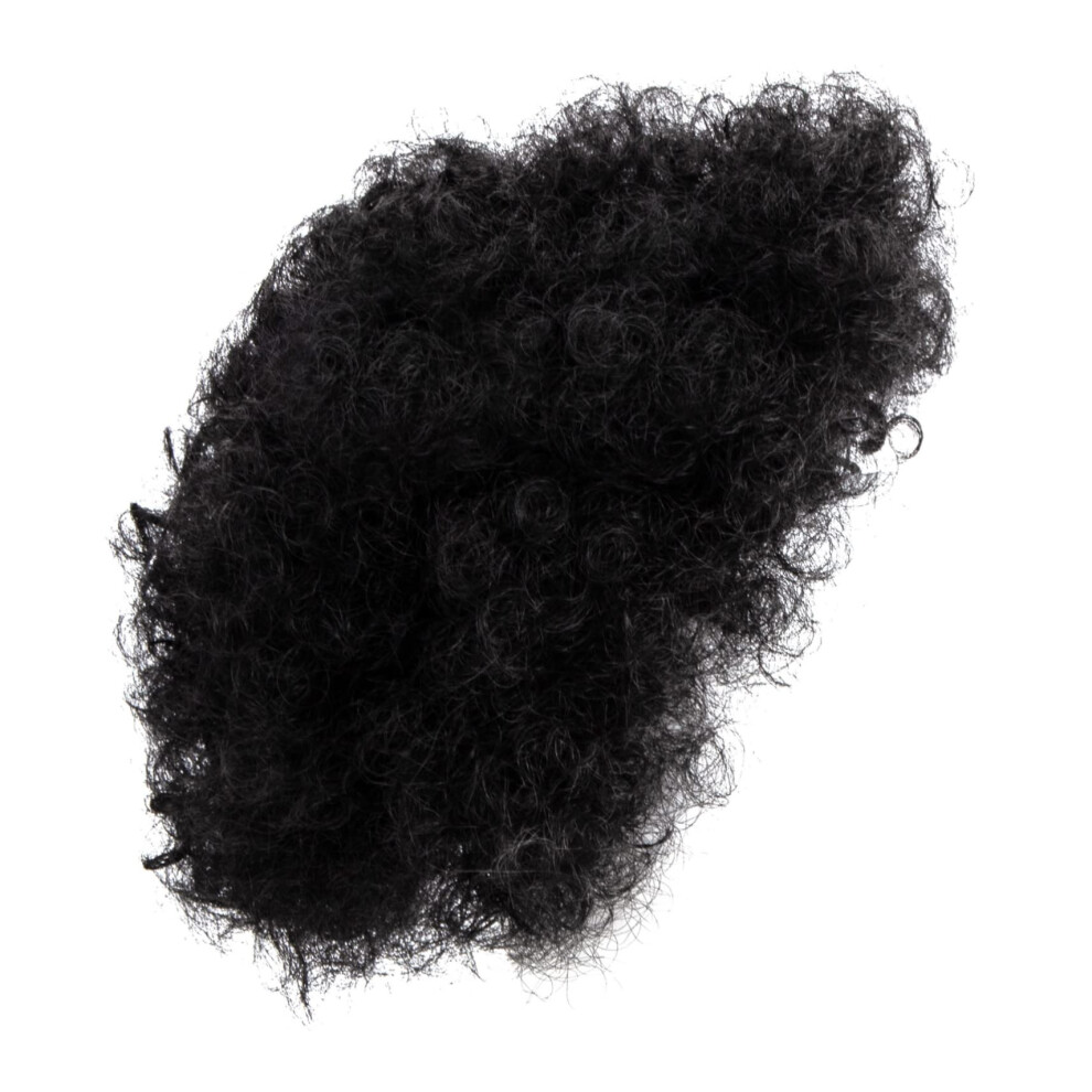 Unisex Afro Puff Wig With Natural Curl Finish, Curly Bun Hairpiece For Women Parties And Daily Wear