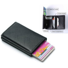 RFID-bezpečné kožené puzdro na karty, vysúvacie, 8Cards, tmavohnedé