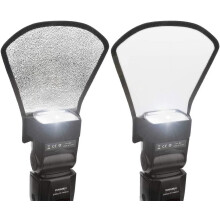 2 Pack Flash Diffuser Reflector - 2-Sided White/Silver Bend Bounce Flash Reflector Kit with Elastic Strap for Canon,