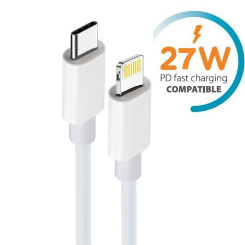 Cable de carga rápida PD de 27 W compatible con iPhone 11/12/13/14 (blanco)