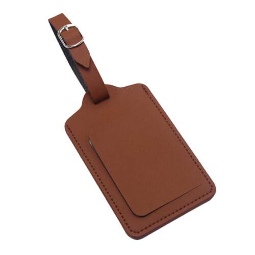 Étiquette d'adresse marron en cuir pour valise
