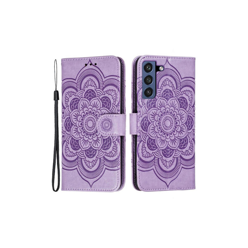 Skalo Compatible With Samsung S21 Fe Mandala Wallet Case - Purple 9164030885868