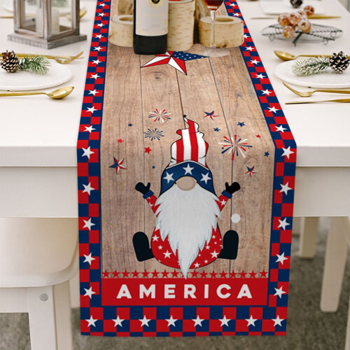 Caminho de mesa patriótico com a bandeira americana para mesas pequenas, 70 x 13 polegadas.