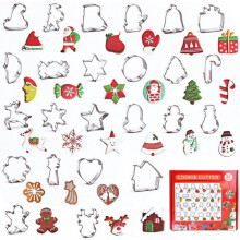 24 Pcs Christmas Cookie Cutters Set - Gingerbread Man, Tree, Santa, Snowman - Holiday Party Supplies & Gifts