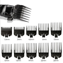 Set van 10 opzetkammen voor tondeuses (1,5-25 mm) voor professioneel gebruik in de salon.