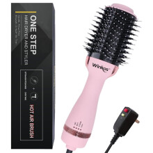 Hot Air Brush Hair Dryer Styler with Controlled Heat, Round Brush for Blowouts, Pink 5250