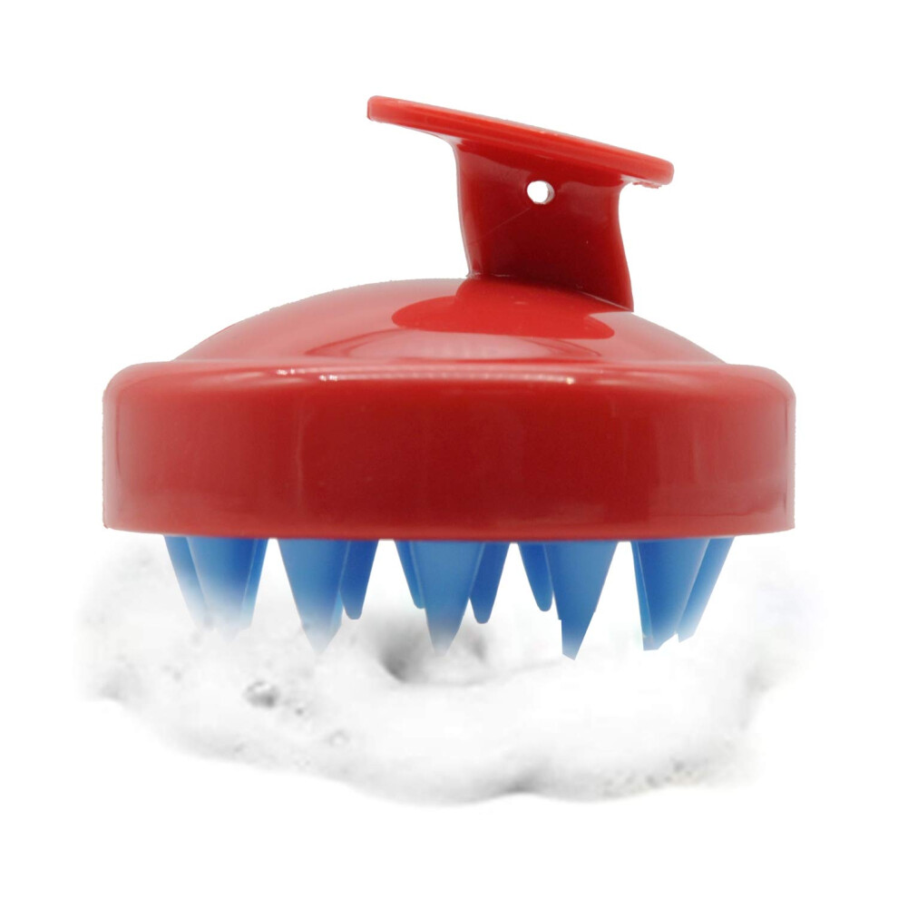 Red Silicone Scalp Massager Shampoo Brush For Hair Washing, Gentle Massage And Easy Rinse Clean,