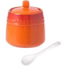 Ceramic Sugar Bowl with Lid and Spoon, Bright Gradient Porcelain Spice Jar for Kitchen Storage Ref: 3323