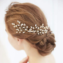 Gold Bridal Hair Comb with Rhinestones Elegant Sparkle Wedding Hair Accessories for Bride