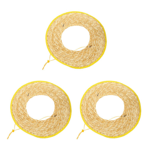 3pcs Hard Hat Sun Shade Wheat Straw Sunshield For Construction Workers 1