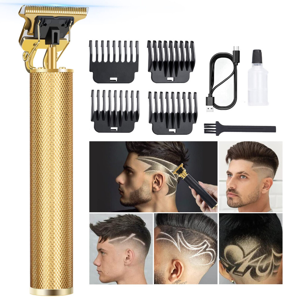 Gold Tblade Hair Clippers For Men, Usbc Beard Trimmer With Low Noise And Multiple Combs