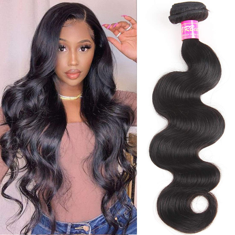 Unisex Black Brazilian Body Wave Hair 12 Inch Bundle Virgin Unprocessed Natural Human Hair Weft