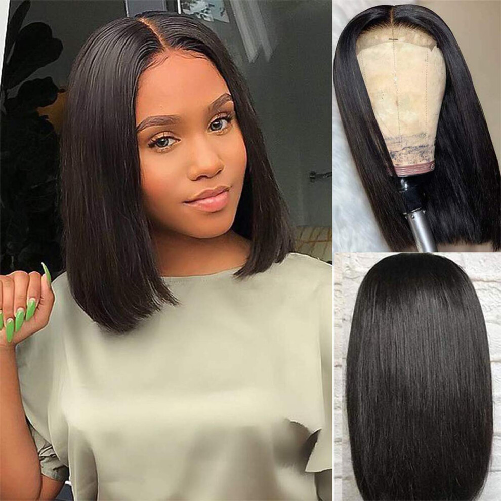 Bob Wigs Human Hair 4x4 Lace Front Short Straight Glueless Natural Hairline for Black Women