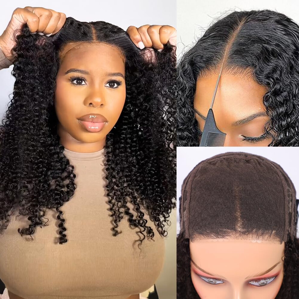 Unisex Black Hd Lace Front Wig Human Hair 13X6 Pre Plucked Curly Brazilian Virgin Wig With Baby Hair 180 Density 18Inch Natural