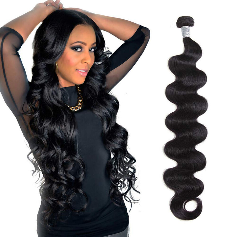 Brazilian Body Wave Hair Bundle 34 Inch Virgin Human Hair Extensions Natural Black 1B Tangle
