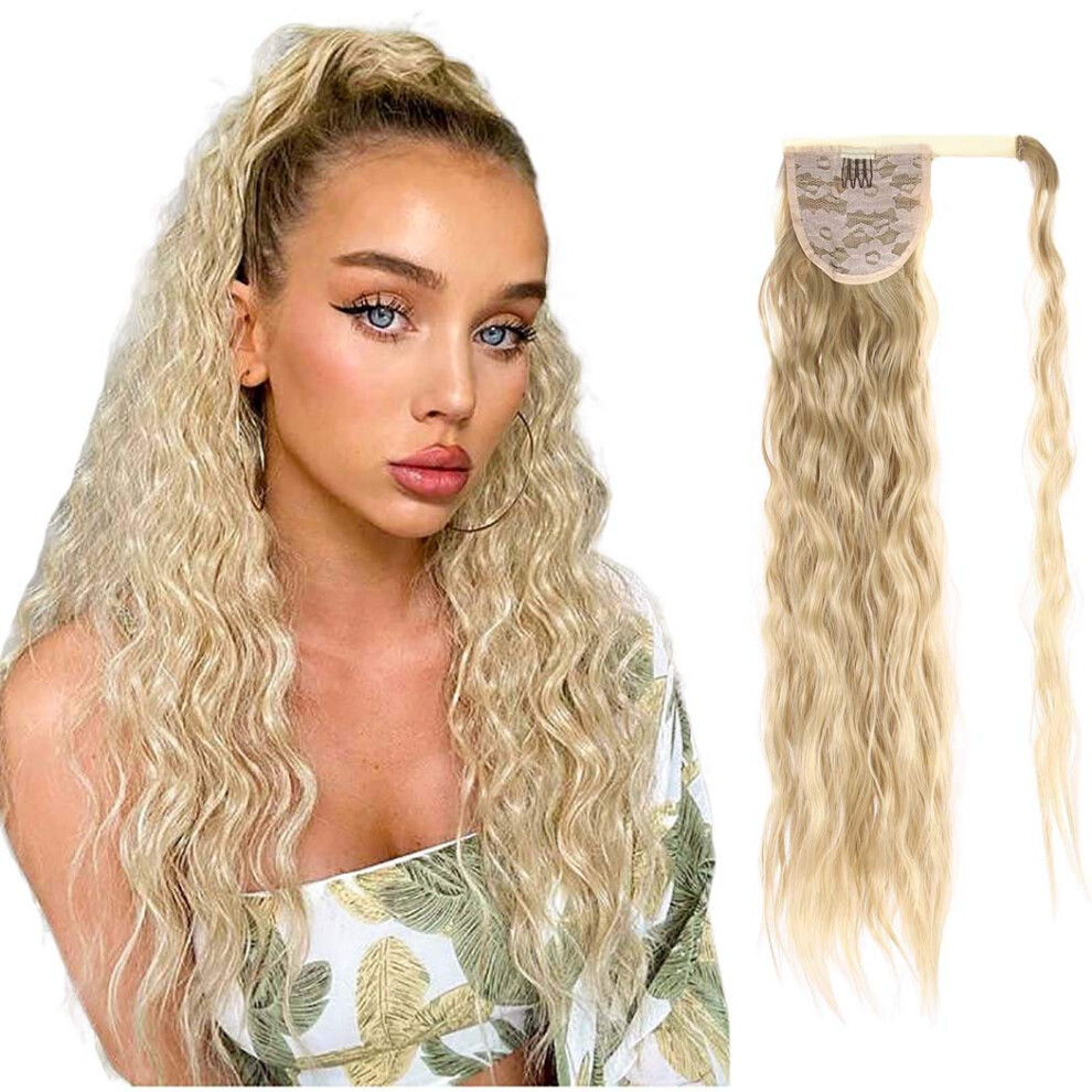 Unisex Curly Wavy Clip In Ponytail Hair Extension With Secure Velcro Wrap For Instant Volume Boost