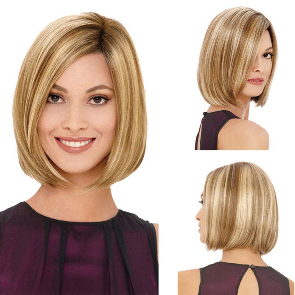Unisex Golden Tone Bob Wig For Women Cosplay And Parties, Short Synthetic Hair, Natural Look