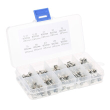 Kit assortito di 100 fusibili a tubo di vetro a fusione rapida Walmeck da 5x20 mm, ampere 0,2A, 0,5A, 1A, 2A, 3A, 5A, 8A, 10A, 15A, 20A