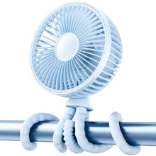 Flexibler Kinderwagenventilator – Wiederaufladbarer, tragbarer Ventilator mit Akku für Kinderwagen, Bett oder Büro (blau)