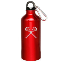 Rode aluminium sportwaterfles van 20 oz met karabijnhaak ZW376, geschikt voor lacrosse sticks.