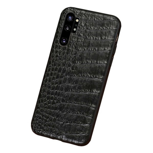 Carcasă telefon mobil Galaxy Note10Plus din piele neagră, tip crocodil, neagră