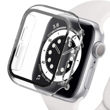 Hartschalenetui kompatibel mit Apple Watch 9, 8, 7, 6, 5, 4, 38/40/41 mm und 42/44/45 mm, transparenter iWatch-Schutz