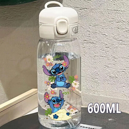 Lilo&Stitch 560/600/400ML Ποτήρι Νερού για Παιδιά, Φορητό Πλαστικό Διαφανές Καλαμάκι Ραφής,