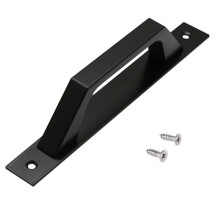 Puxador de porta de celeiro, peça única, resistente, em ferro preto, para porta de correr, galpão ou garagem.