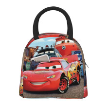 Lancheira térmica portátil do Relâmpago McQueen do filme Carros, com bolso frontal, ideal para homens, mulheres e adolescentes.