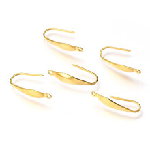 Ohrhaken aus 316er Chirurgenstahl mit vertikaler Schlaufe, 18 Karat vergoldet, 20 x 4,5 x 1 mm, Loch: 1,2 mm, Stiftstärke: 0,8 mm
