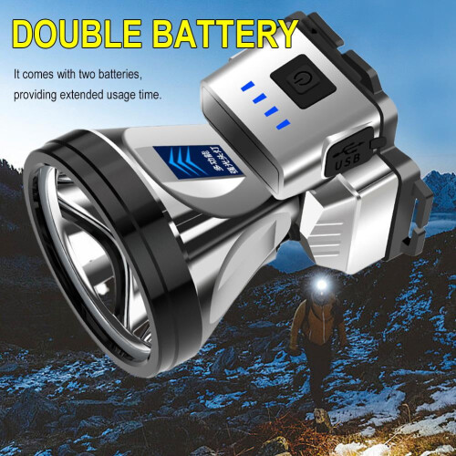 Hodelykt LED Sterk frontlykt Superlys Oppladbar Hodelykt! C1S2S2 1