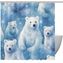 Douchegordijn Galaxy Polar Bear Waterdicht Badkamergordijn met Oogjes en Haken Douchegordijnen 60" x 72"