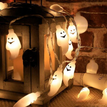 Luces de fantasmas de Halloween Vorkoi, guirnalda de luces 3D impermeables para exteriores, alimentadas por pilas, para patio, jardín y balcón -